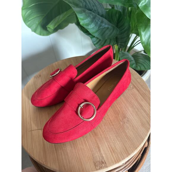 Nine West Red Heath Buckle Loafer Flats Women’s Size 7 Business Casual Preppy - Picture 3 of 7